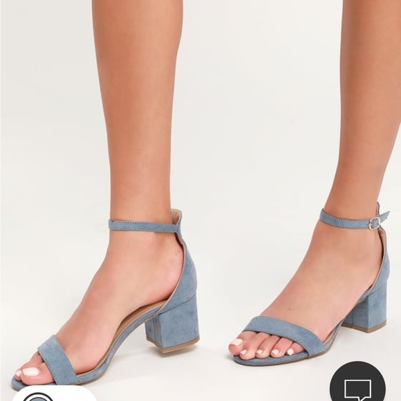 Lulu’s Harper Blue Suede Ankle Strap Heels - Picture 4 of 5